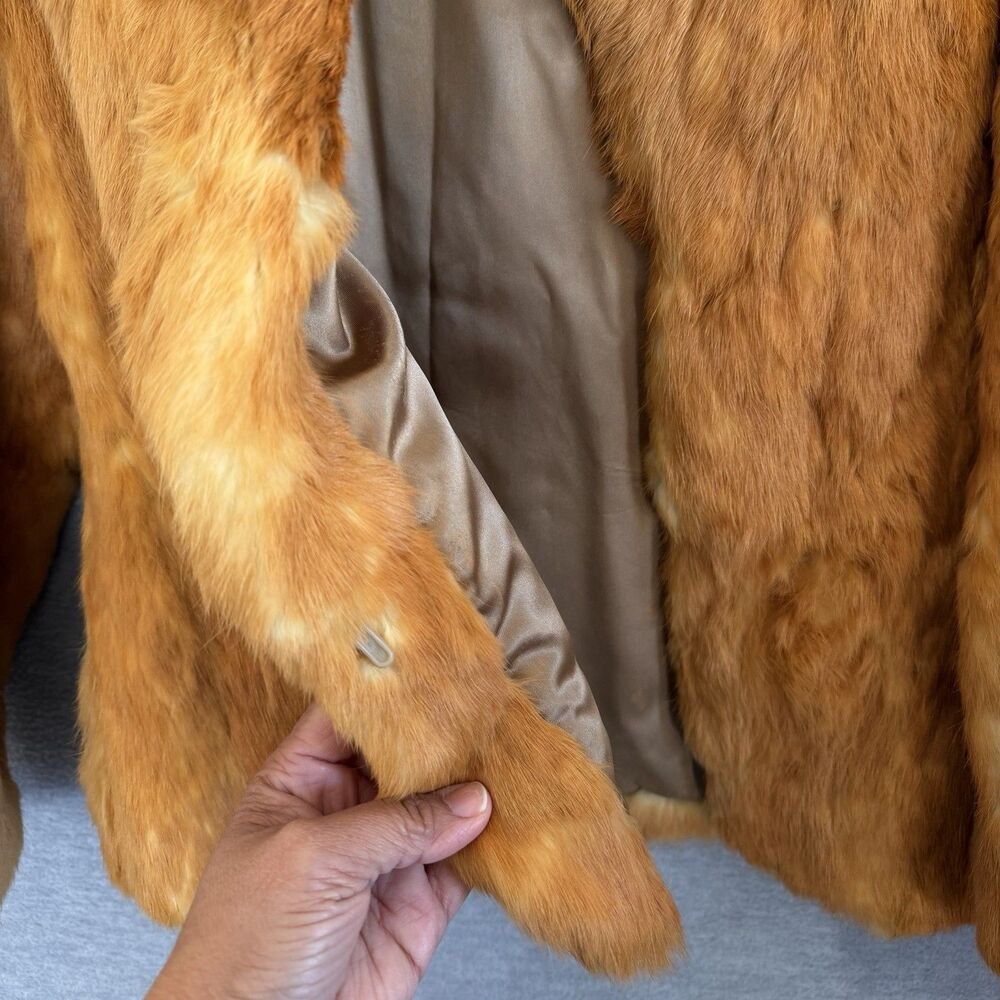 Dino Ricco Vintage Rabbit Fur Coat Jacket Womens S Collared Golden Blonde Honey - Picture 14 of 15